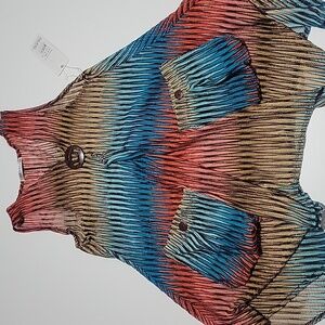 Paradise Striped Beach Coverup With Pockets